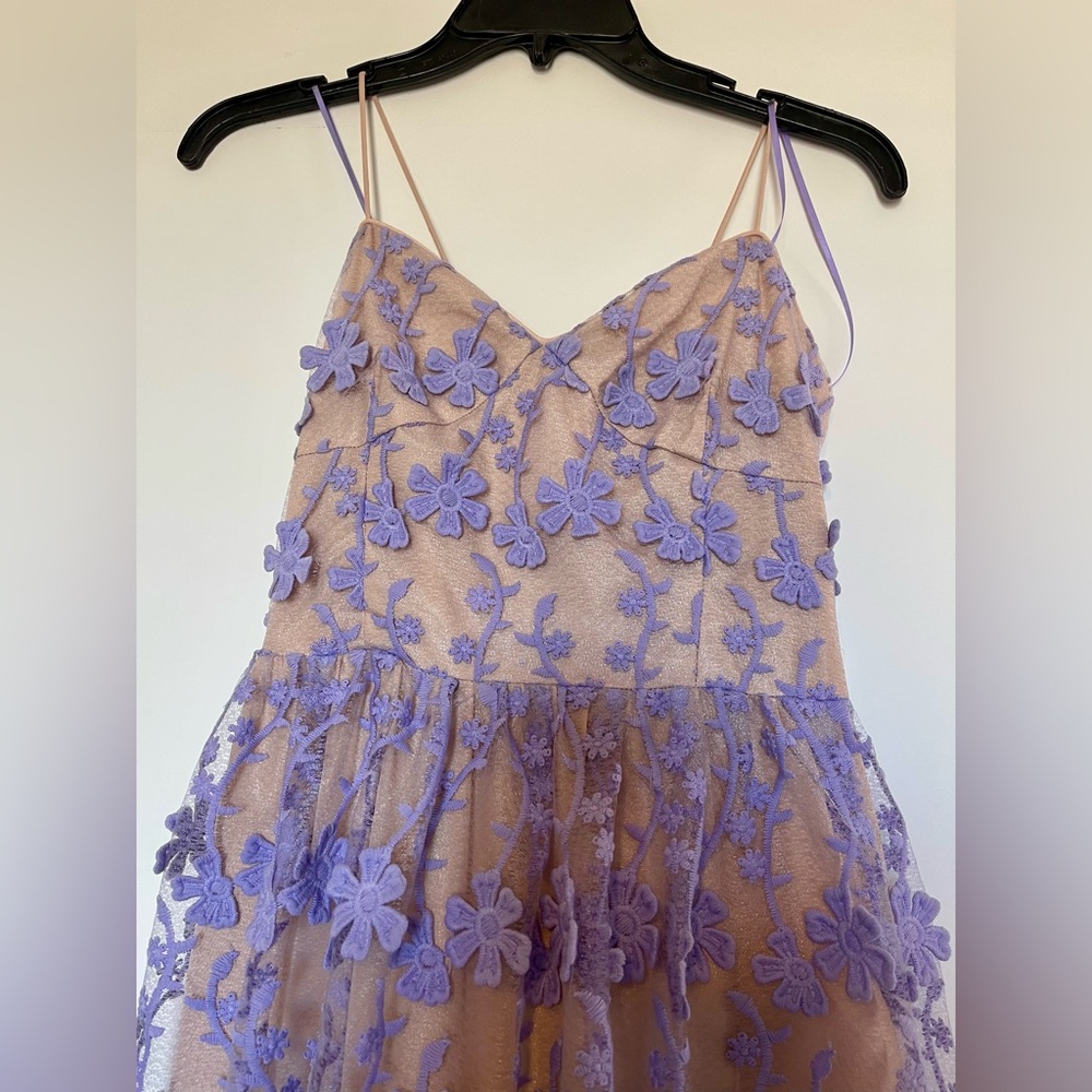 Endless Rose Lavender Floral Embroidered Tiered Lace Midi Dress - Picture 10 of 15